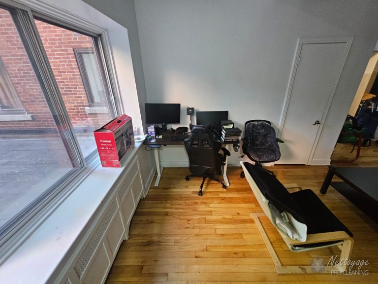 Clean home office corner after housekeeping